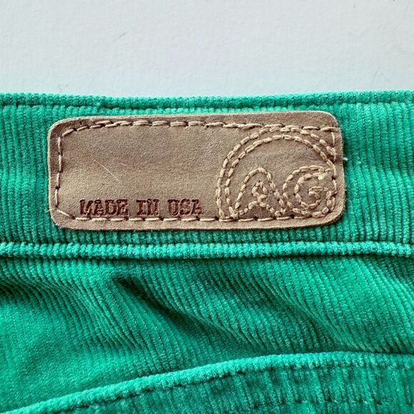 AG Adriano Goldschmied The Stevie Slim Straight Jeans in Green Corduroy Size 28 - Picture 5 of 11